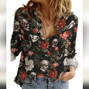 SHEIN Floral Skull Print Top